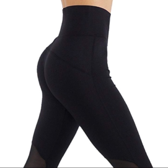 Workout leggings with mesh detail solid color - Picture 2 of 4